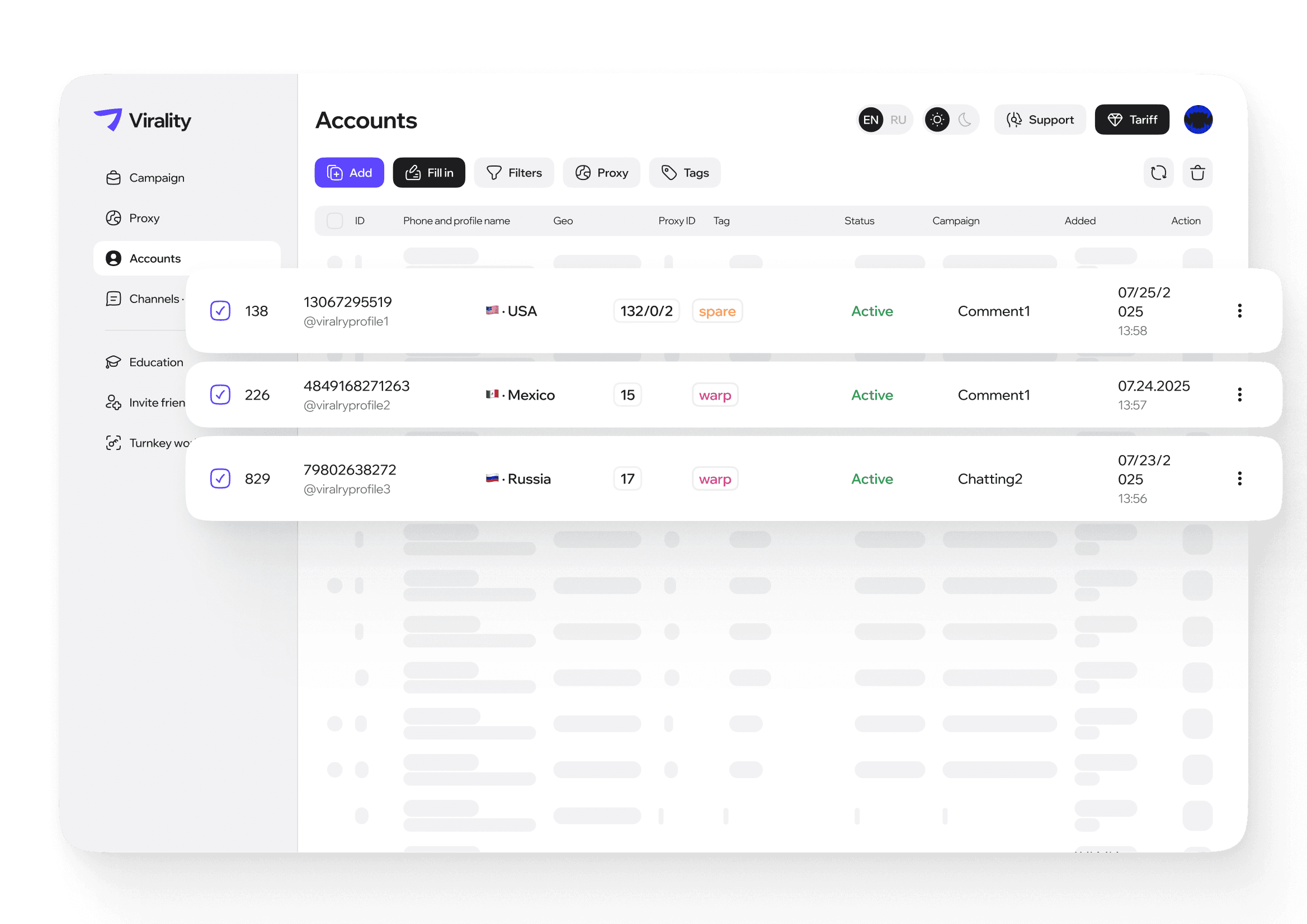 Create and set up an account farm